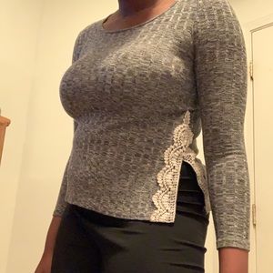 Grey and lace top